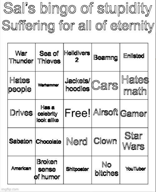 High Quality Sal’s bingo Blank Meme Template