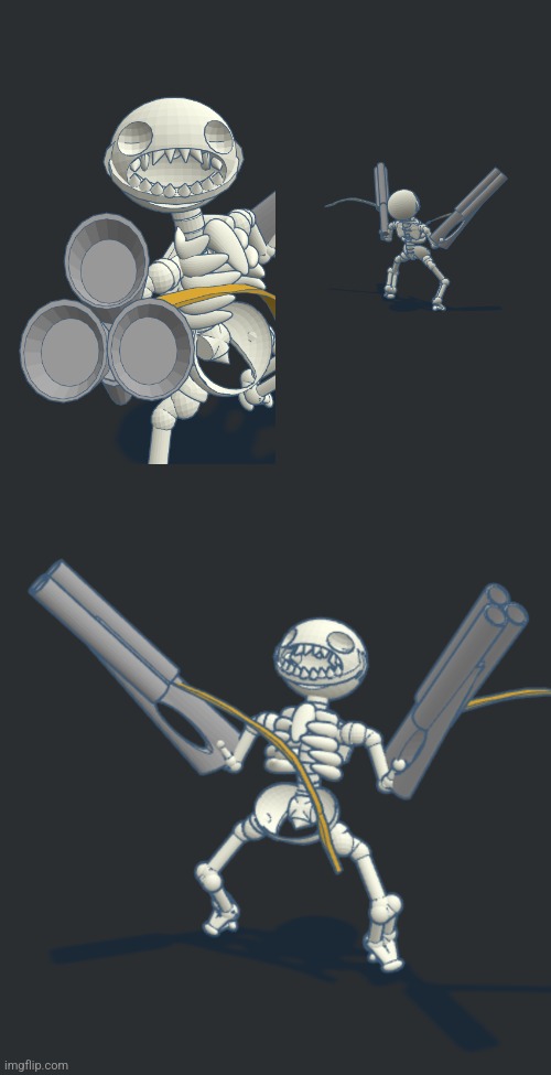 image tagged in claire skeleton with guns | made w/ Imgflip meme maker