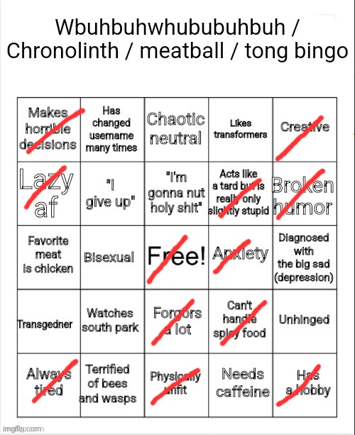 Chronolinth Bingo | image tagged in chronolinth bingo | made w/ Imgflip meme maker