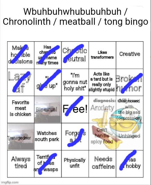 Chronolinth Bingo | image tagged in chronolinth bingo,msmg | made w/ Imgflip meme maker