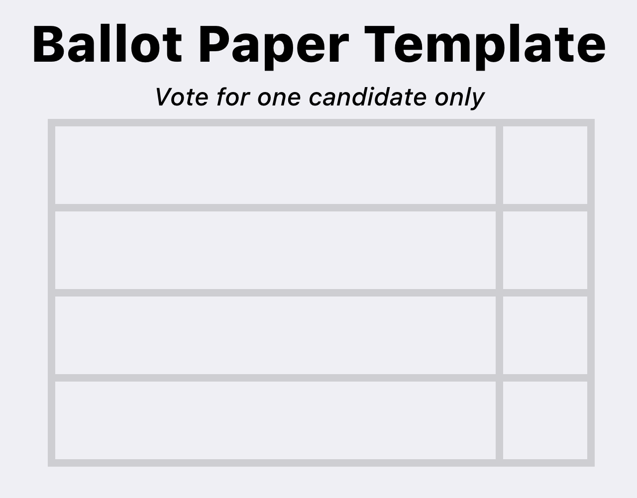 Ballot Paper Template (4 Candidates) Blank Meme Template