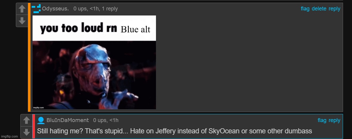 blue will never learn will she | made w/ Imgflip meme maker