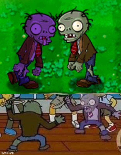 when you manage to hypotize a zombie in pvz | image tagged in 2 zombies | made w/ Imgflip meme maker