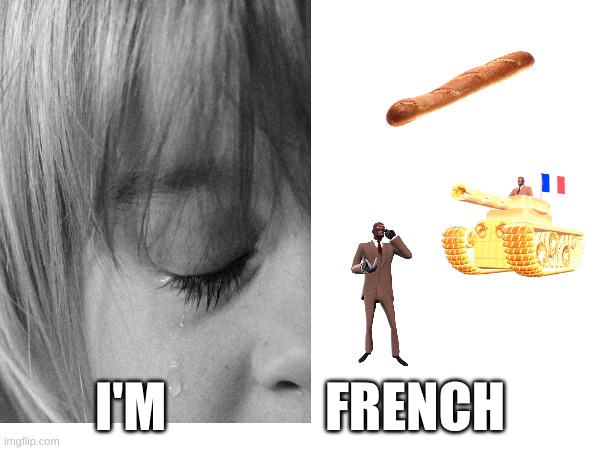 I'm idk | I'M               FRENCH | image tagged in french,cry,funny | made w/ Imgflip meme maker