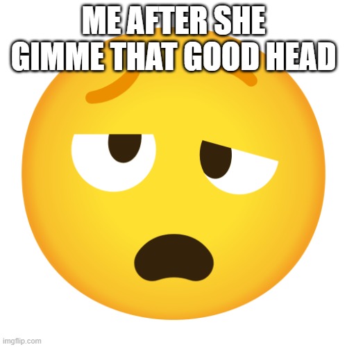 sleepy woozy face | ME AFTER SHE GIMME THAT GOOD HEAD | image tagged in sleepy woozy face | made w/ Imgflip meme maker