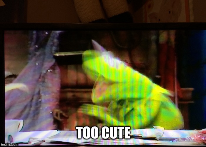 Kermit aaaaaaaaaaargh | TOO CUTE | image tagged in kermit aaaaaaaaaaargh | made w/ Imgflip meme maker