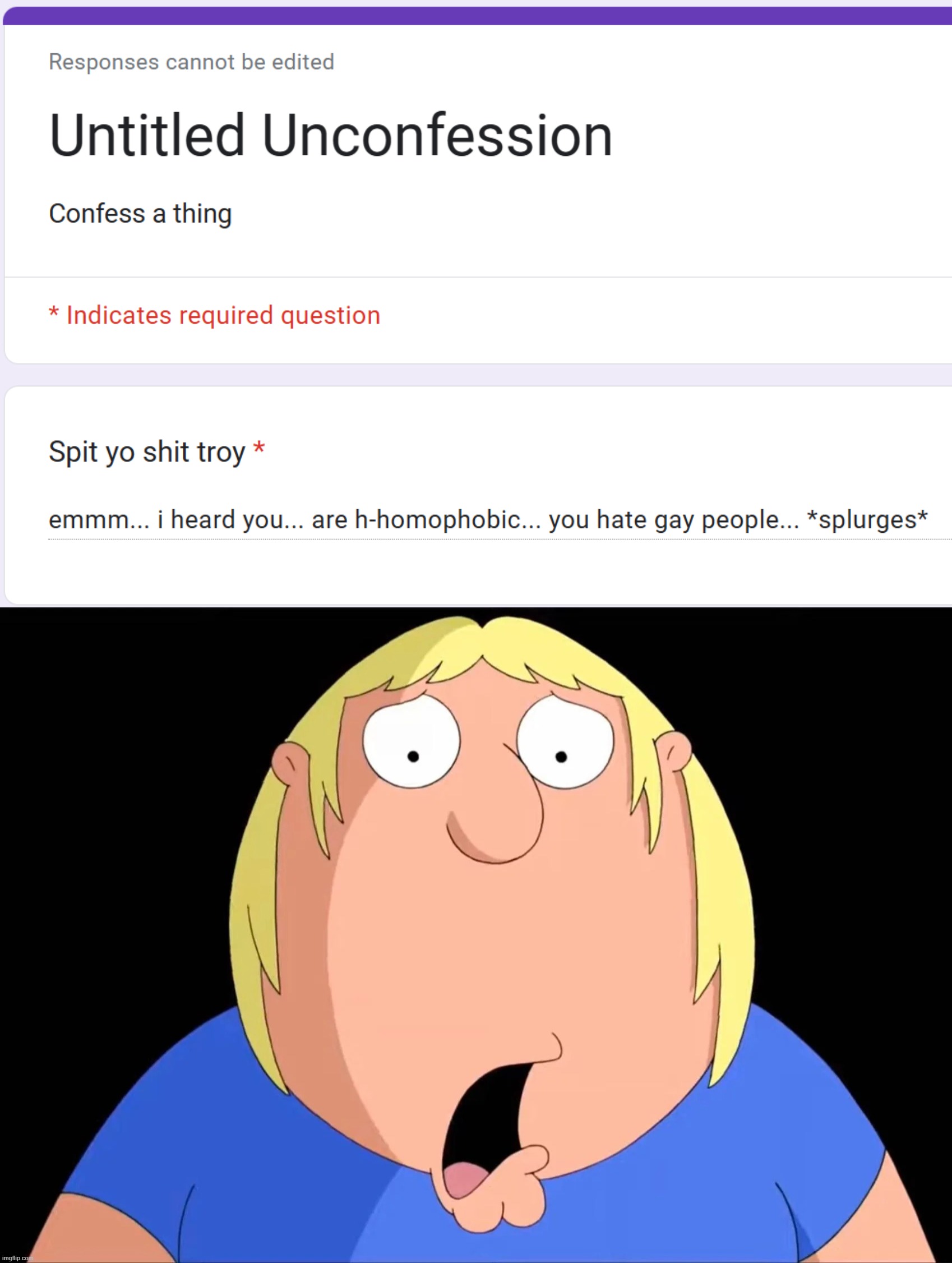 image tagged in shocked chris griffin | made w/ Imgflip meme maker