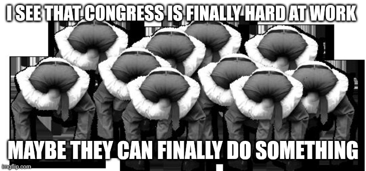 head up ass | I SEE THAT CONGRESS IS FINALLY HARD AT WORK; MAYBE THEY CAN FINALLY DO SOMETHING | image tagged in head up ass | made w/ Imgflip meme maker