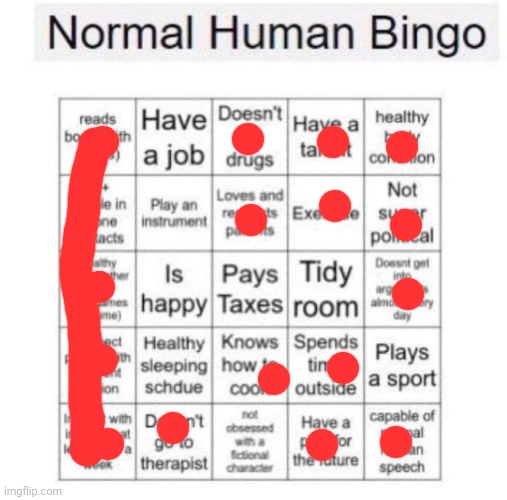 Normal human bingo | image tagged in normal human bingo | made w/ Imgflip meme maker
