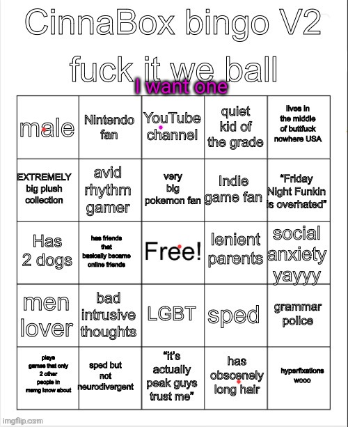 CinnaBox bingo 2 | I want one | image tagged in cinnabox bingo 2 | made w/ Imgflip meme maker