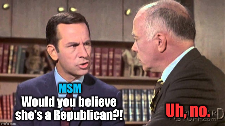 Would you believe | MSM Would you believe
she's a Republican?! Uh, no. | image tagged in would you believe | made w/ Imgflip meme maker