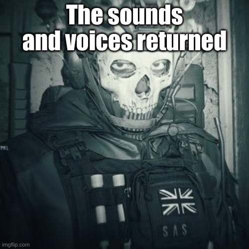 Lt.Ghost announcement | The sounds and voices returned | image tagged in lt ghost announcement | made w/ Imgflip meme maker