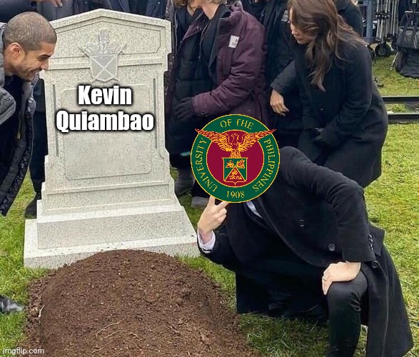 Congrats, UP | Kevin Quiambao | image tagged in peace sign tombstone,funny memes,basketball,uaap | made w/ Imgflip meme maker