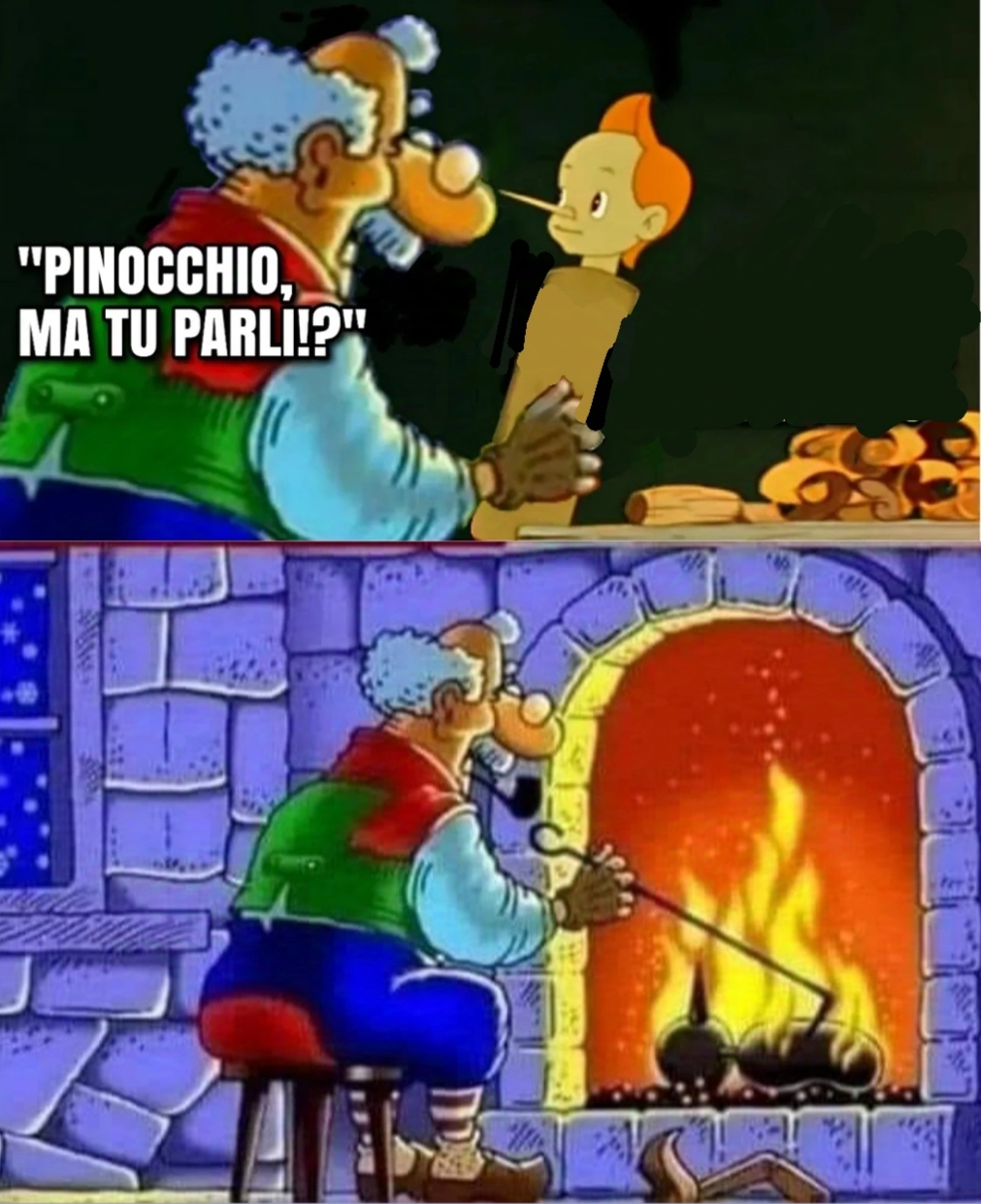 Pinocchio fire Blank Meme Template