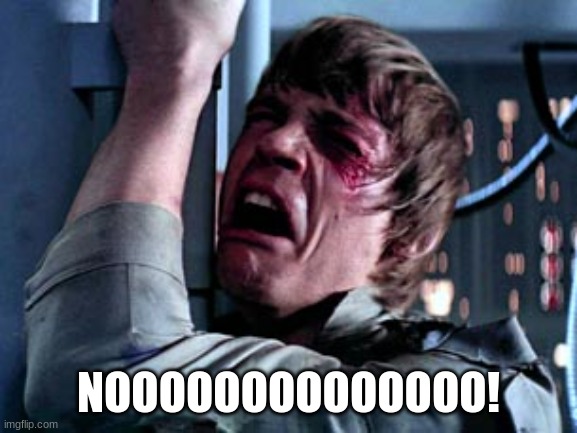 Luke Skywalker Noooo | NOOOOOOOOOOOOOO! | image tagged in luke skywalker noooo | made w/ Imgflip meme maker