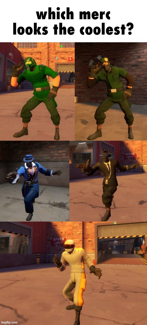 The merc's only playable in a mod | which merc looks the coolest? | made w/ Imgflip meme maker