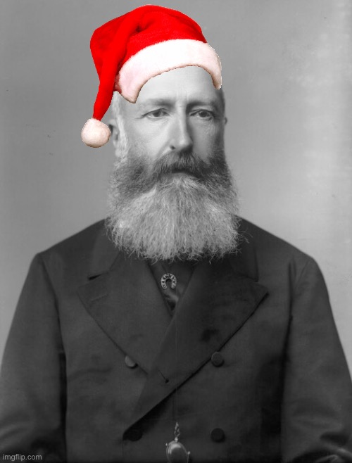 Santa hat leopold II | image tagged in belgium,christmas | made w/ Imgflip meme maker