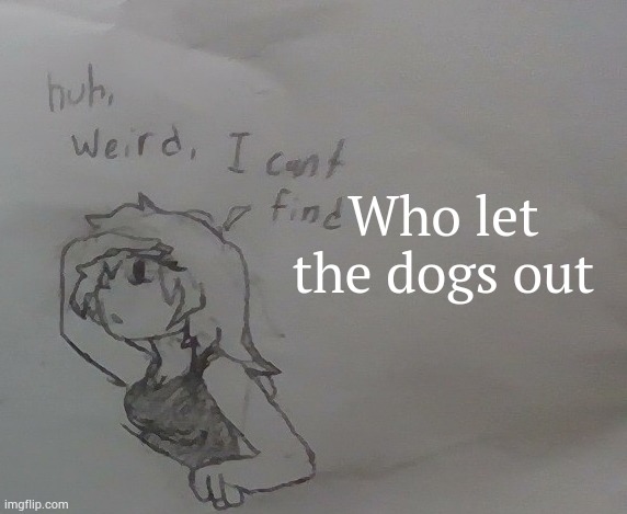 Who | Who let the dogs out | image tagged in huh weird i cant find x | made w/ Imgflip meme maker