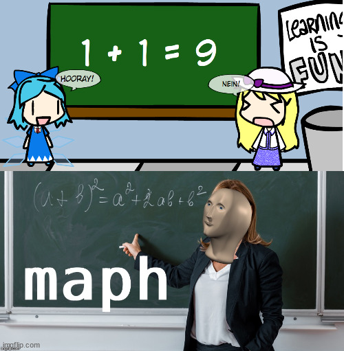 This could lead to her getting a F on her test. | image tagged in maph,super f,cirno,touhou,who let bro cook | made w/ Imgflip meme maker