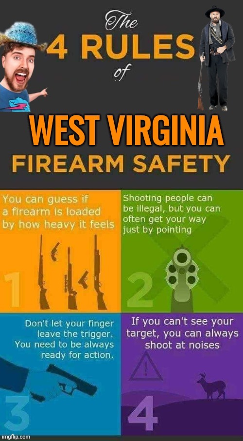 WV gun safety rules | image tagged in gun safety,devil,meme parody | made w/ Imgflip meme maker