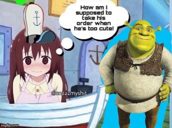 Shrek | image tagged in how am i supposed to take his order when he's too cute,msmg | made w/ Imgflip meme maker