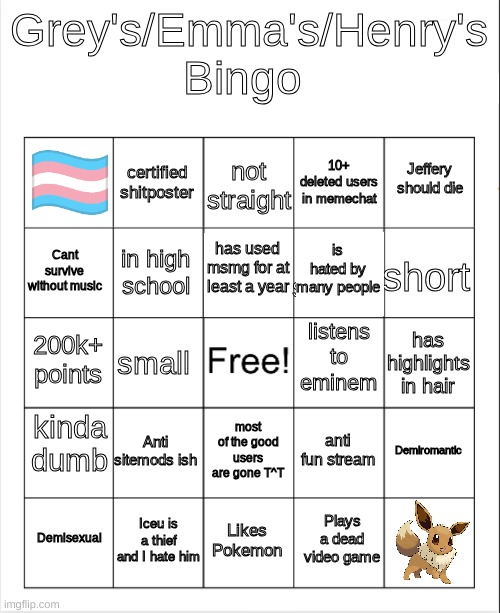 Grey's/Emma's Bingo (Actually fixed) | image tagged in grey's/emma's bingo actually fixed | made w/ Imgflip meme maker