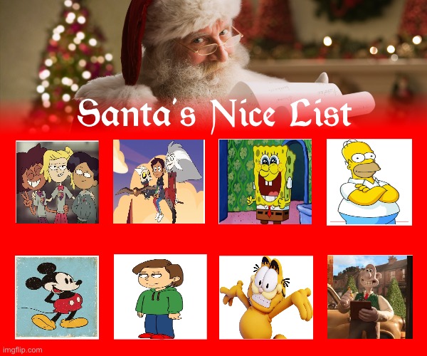 Santa’s Nice List 2024 (see naughty list on repost) | image tagged in christmas,nice list,amphibia,the owl house,spongebob,the simpsons | made w/ Imgflip meme maker