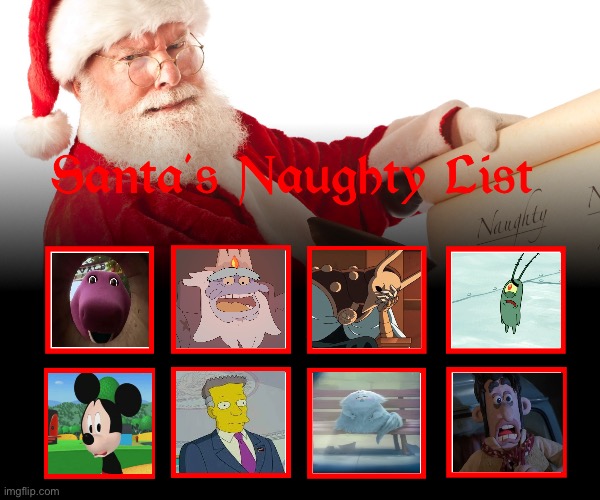 Santa’s Naughty List 2024 (see the nice list of Fun) | image tagged in christmas,naughty list,santa naughty list,amphibia,the owl house,barney the dinosaur | made w/ Imgflip meme maker