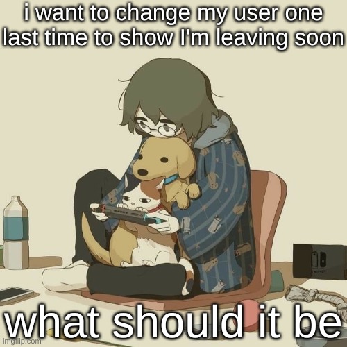 Avogado6 | i want to change my user one last time to show I'm leaving soon; what should it be | image tagged in avogado6 | made w/ Imgflip meme maker