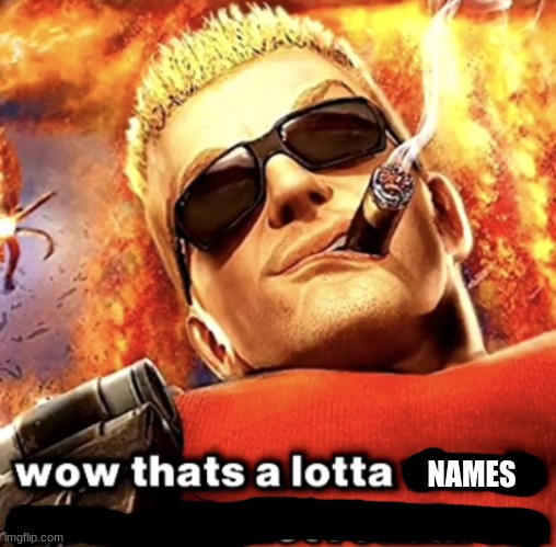that's a lotta words | NAMES | image tagged in that's a lotta words | made w/ Imgflip meme maker