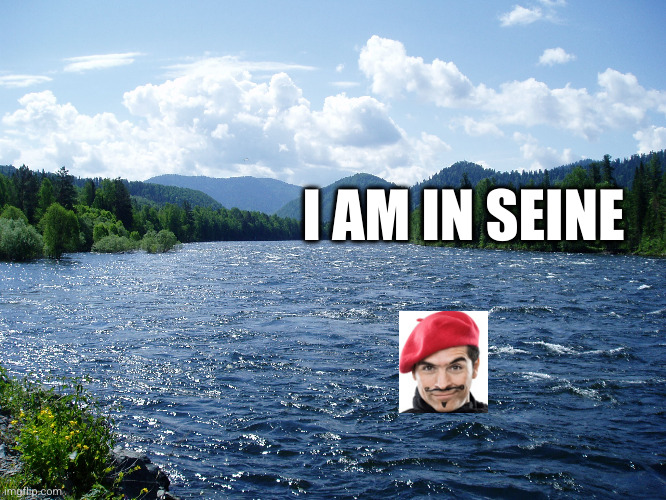 River | I AM IN SEINE | image tagged in river | made w/ Imgflip meme maker