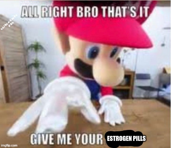 alright bro that's it, give me your phone | ESTROGEN PILLS | image tagged in alright bro that's it give me your phone | made w/ Imgflip meme maker