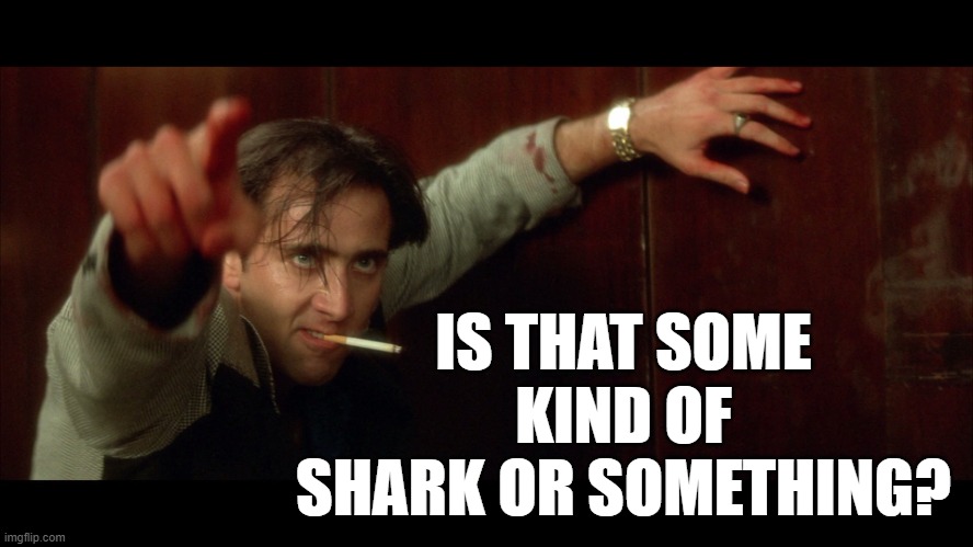 Nicholas Cage | IS THAT SOME KIND OF SHARK OR SOMETHING? | image tagged in nicholas cage | made w/ Imgflip meme maker