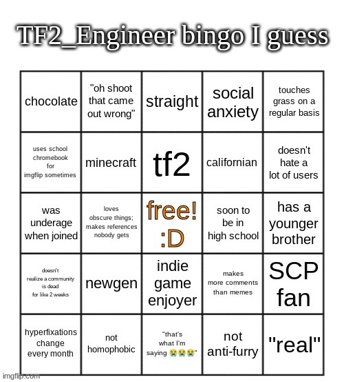 do my bingo I just made it | image tagged in tf2_engineer's bingo | made w/ Imgflip meme maker