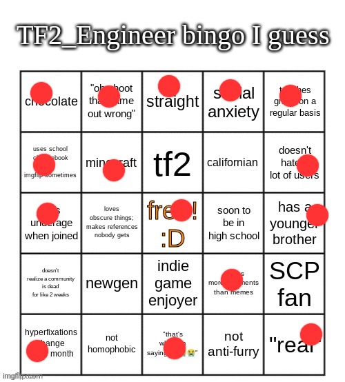 Jingle bells | image tagged in tf2_engineer's bingo | made w/ Imgflip meme maker