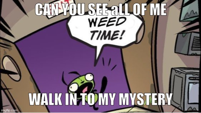 weed time | CAN YOU SEE aLL OF ME; WALK IN TO MY MYSTERY | image tagged in weed time | made w/ Imgflip meme maker