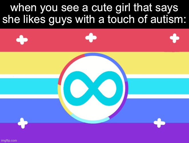 LMFAO | when you see a cute girl that says she likes guys with a touch of autism: | image tagged in trans autistic flag | made w/ Imgflip meme maker