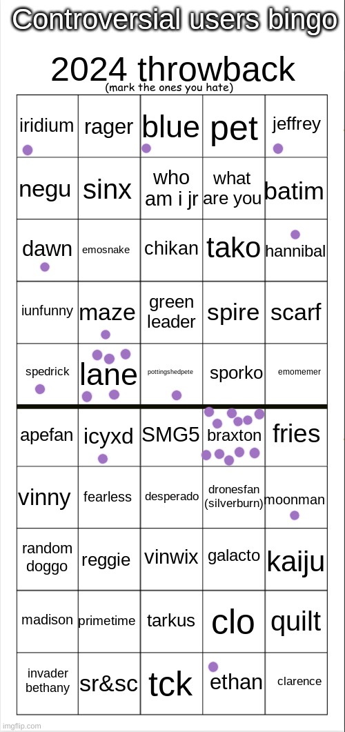 idrgaf | image tagged in controversial users bingo 2024 throwback edition | made w/ Imgflip meme maker