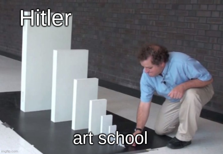 Domino Effect | Hitler; art school | image tagged in domino effect | made w/ Imgflip meme maker