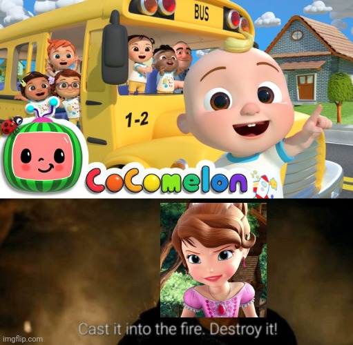 Cocomelon should be thrown into the fire | image tagged in cocomelon,cast into the fire destroy it,fun,memes,funny memes | made w/ Imgflip meme maker