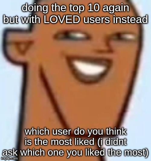 justin | doing the top 10 again but with LOVED users instead; which user do you think is the most liked (i didnt ask which one you liked the most) | image tagged in justin | made w/ Imgflip meme maker