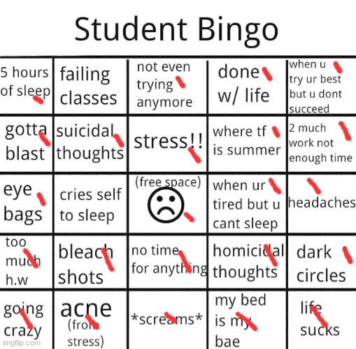 oh | image tagged in student bingo | made w/ Imgflip meme maker