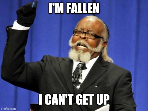 Too Damn High Meme | I'M FALLEN; I CAN'T GET UP | image tagged in memes,too damn high | made w/ Imgflip meme maker