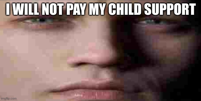 Low Quality DMC5 Vergil | I WILL NOT PAY MY CHILD SUPPORT | image tagged in low quality dmc5 vergil | made w/ Imgflip meme maker