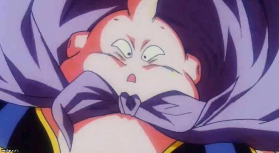 Majin Buu surprised | image tagged in majin buu surprised | made w/ Imgflip meme maker