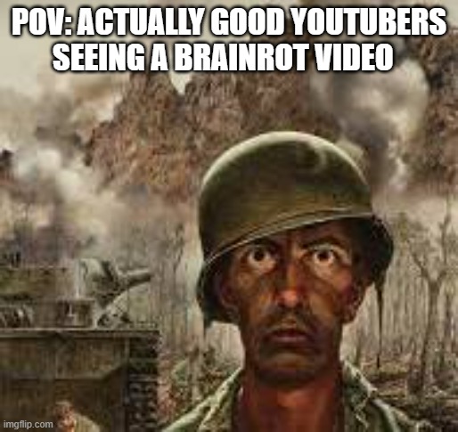 TYS | POV: ACTUALLY GOOD YOUTUBERS SEEING A BRAINROT VIDEO | image tagged in ww2 | made w/ Imgflip meme maker