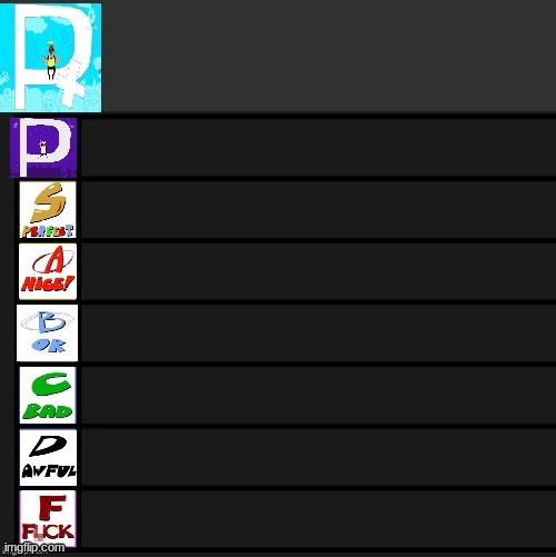 new tier list, comment to be rated | image tagged in tier list pizza tower ver version 2 | made w/ Imgflip meme maker