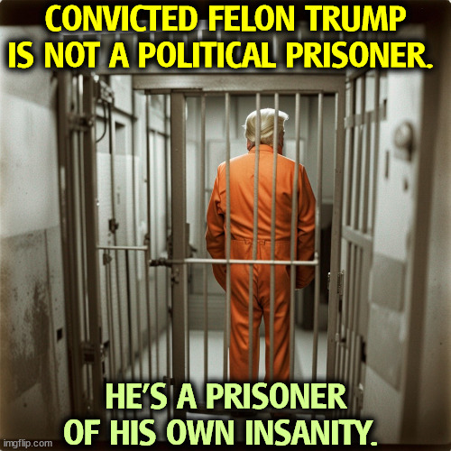 CONVICTED FELON TRUMP IS NOT A POLITICAL PRISONER. HE'S A PRISONER OF HIS OWN INSANITY. | image tagged in trump,prisoner,mental illness,insanity,frontotemporal dementia | made w/ Imgflip meme maker