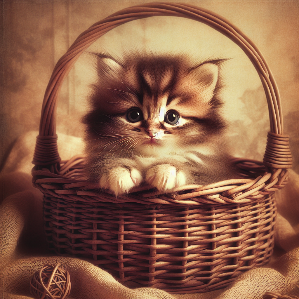 Cute kitten in a basket Blank Meme Template