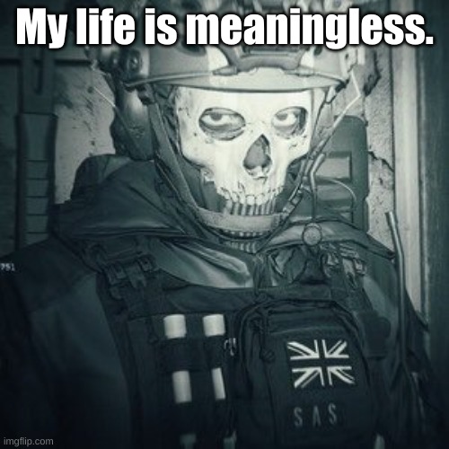 Lt.Ghost announcement | My life is meaningless. | image tagged in lt ghost announcement | made w/ Imgflip meme maker